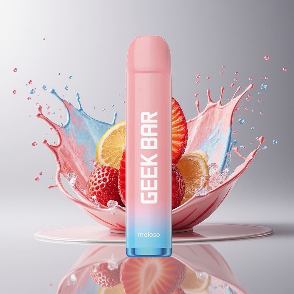 GEEK BAR Meloso 600 Puffs Engangs E-vape Dansk Engros Jordbær Is – 2ml, 550mAh, 20mg