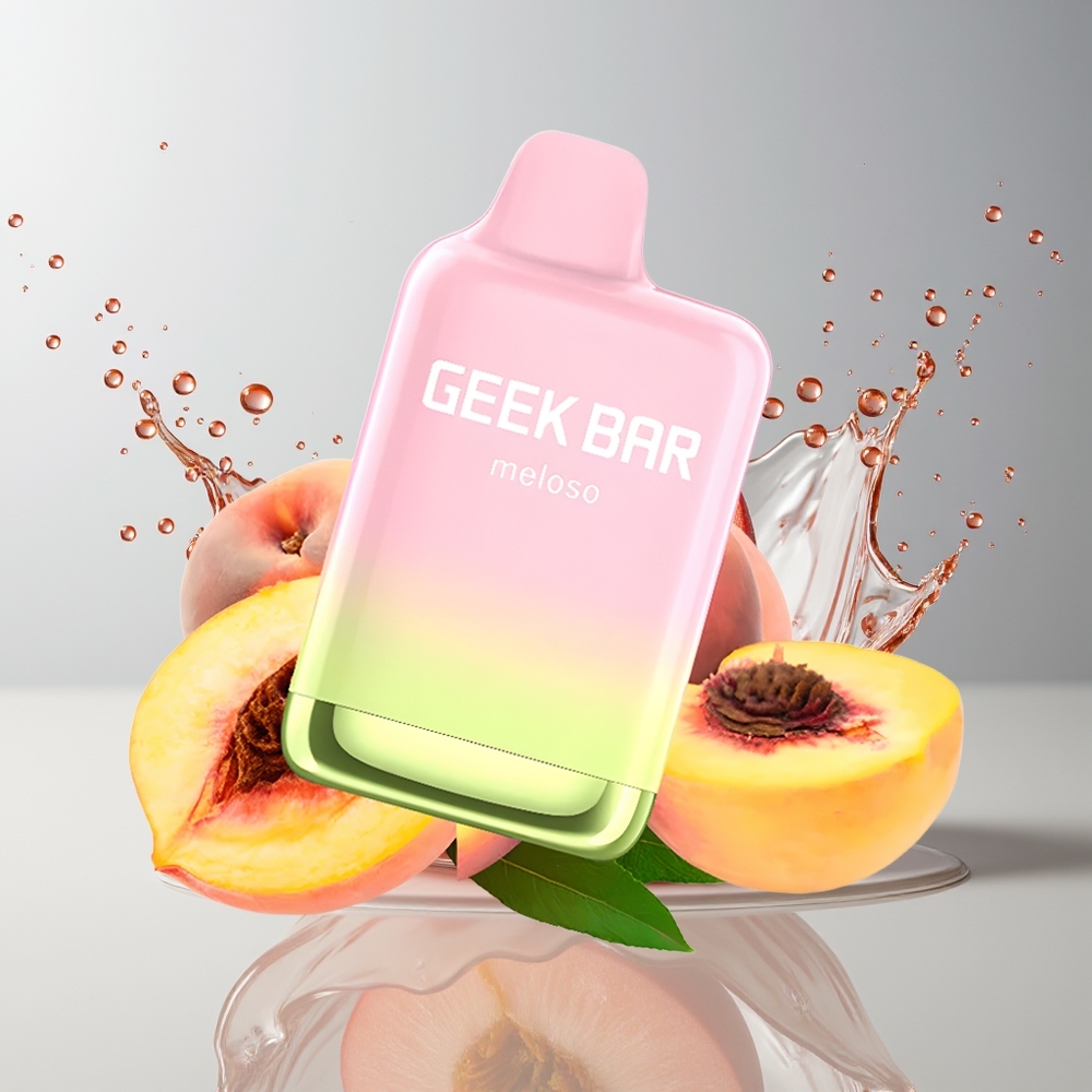 GEEK BAR Meloso Max 9000 Puffs Engangs Vape Dansk Engros med 14ml Fersken Is og USB Type-C
