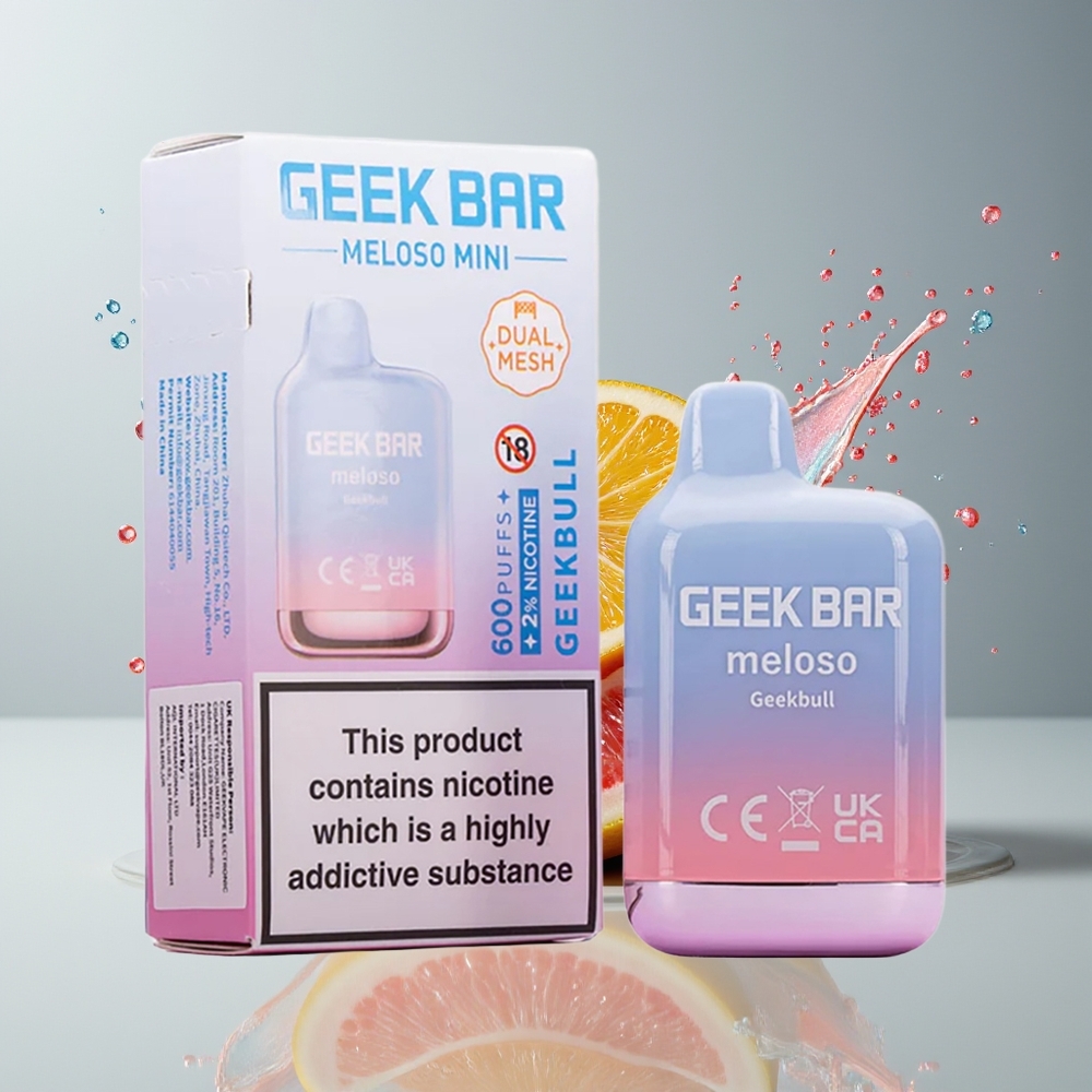 GEEK BAR Meloso Mini 600 Puffs Dansk Engros Disposable Vape - 550mAh, 2ml 50/50, 20mg Salt Nic, Dual Mesh