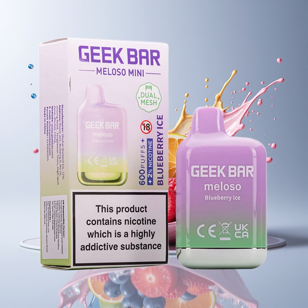 GEEK BAR Meloso Mini 600 Puffs Dansk Engros Disposable Vape Blåbær Is med 550mAh Batteri og 2ml E-væske