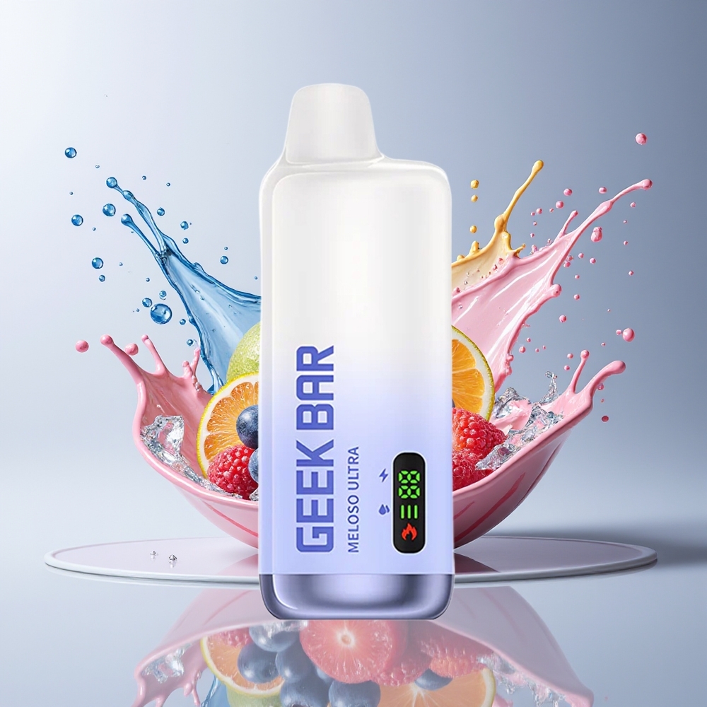 GEEK BAR Meloso Ultra 10000 Puffs Dansk Engros Disposable Vape Blåbær Is med 5% Nikotin, 630 mAh Batteri og USB-C Opladning