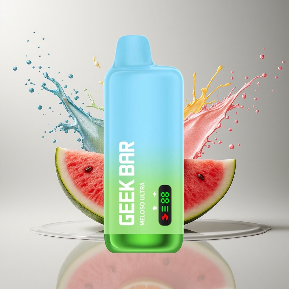 GEEK BAR Meloso Ultra 10000 Puffs Disposable Vape Vandmelon Is Dansk Engros med 5% Nikotin, 630 mAh Batteri, USB-C Opladning og Dual Mesh Coil