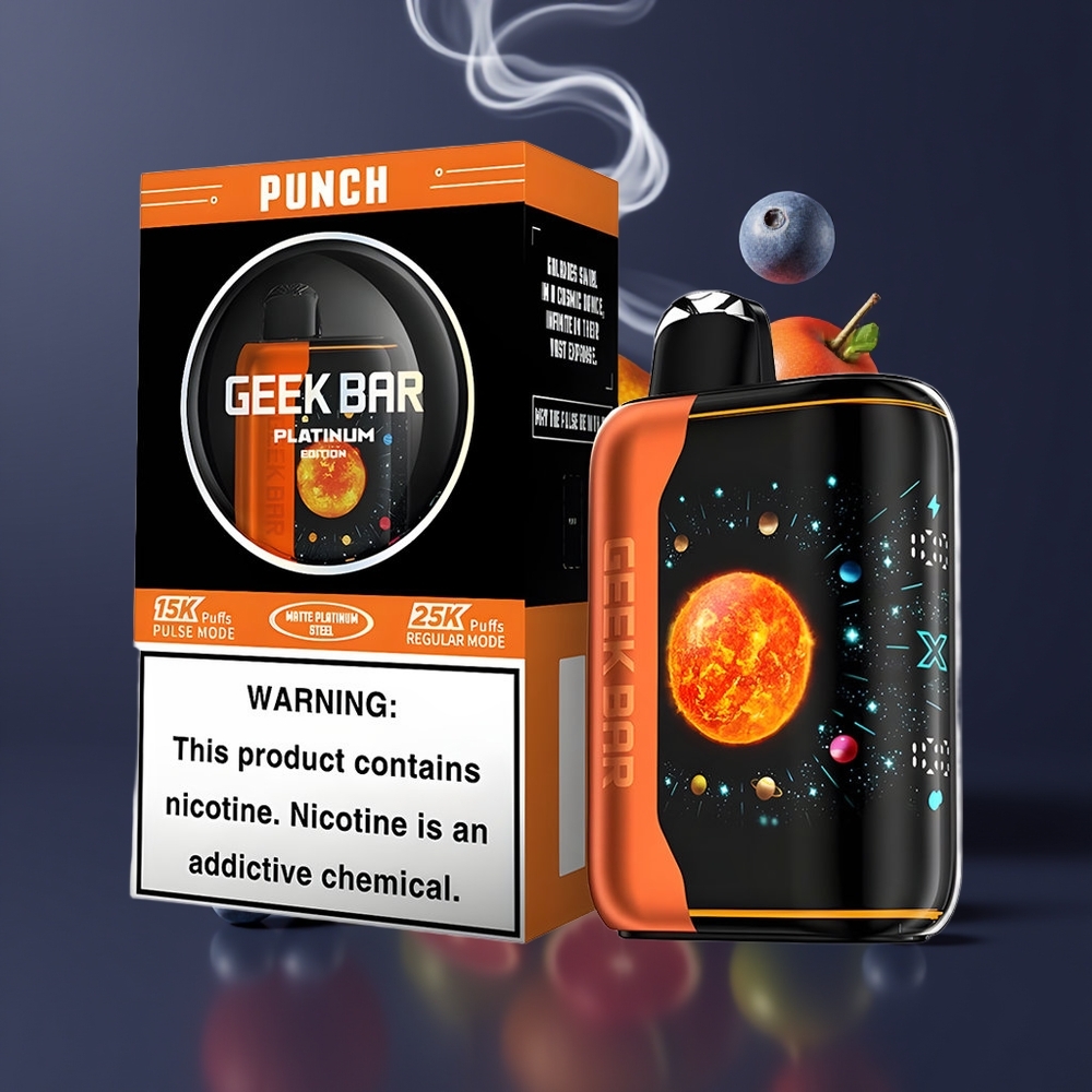 GEEK BAR Platinum Edition 25000 Dansk Engros med 20mL E-Liquid, 2% Nikotin og Dynamisk 3D Buet Skærm