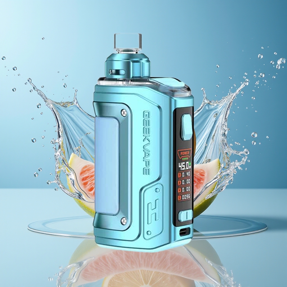GeekVape H45 (Aegis Hero 2) Pod Mod Kit Crystal Edition Krystallblå med 1400mAh batteri og 45W output - Dansk engros