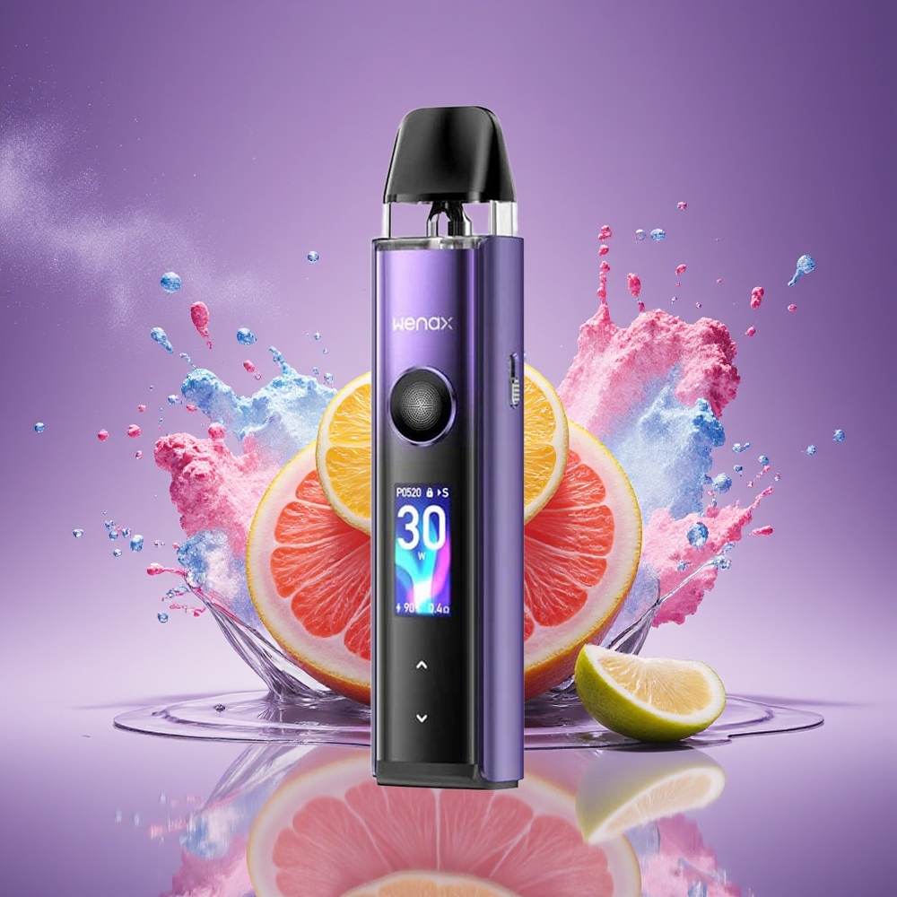 GeekVape Wenax Q Pro Pod System Kit Dansk Engros med 30W, Haptic Touch og 0,96'' Smart Screen i Lysende Lilla