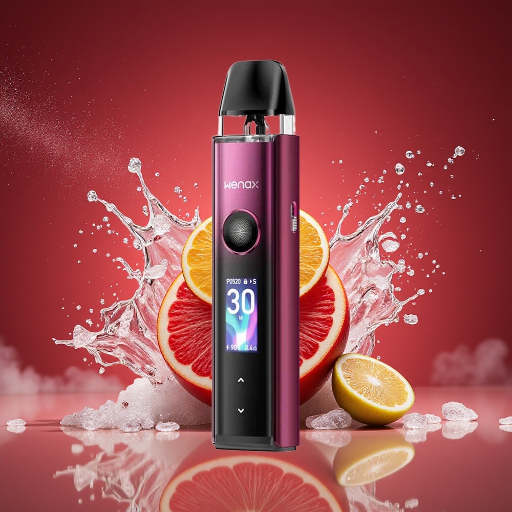 GeekVape Wenax Q Pro Pod System Kit Dansk Engros med 30W Max Output, 0.96'' Smart Screen og 1200mAh Batteri - Tusmørkerød