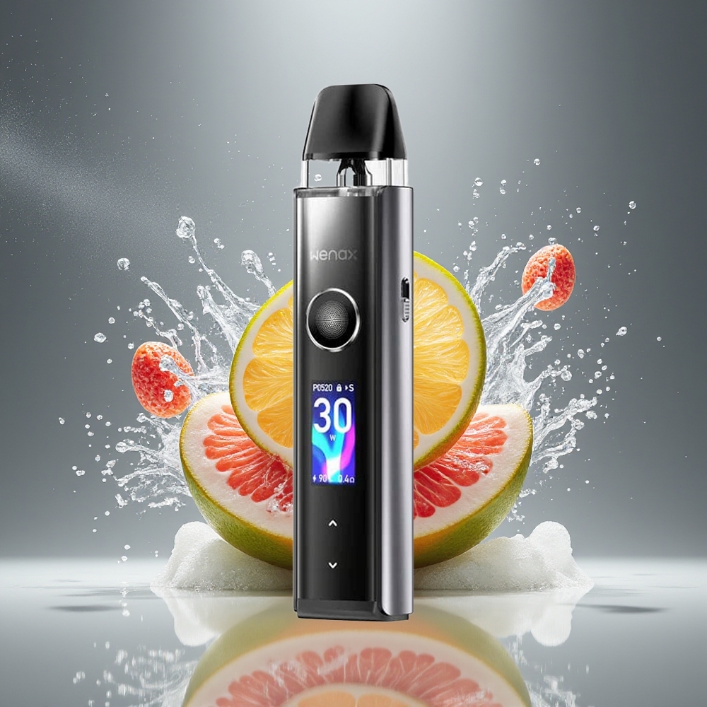 GeekVape Wenax Q Pro Pod System Kit Dansk engros med 30W, 0,96'' Smart Screen og 1200mAh batteri - Stjernelys Grå