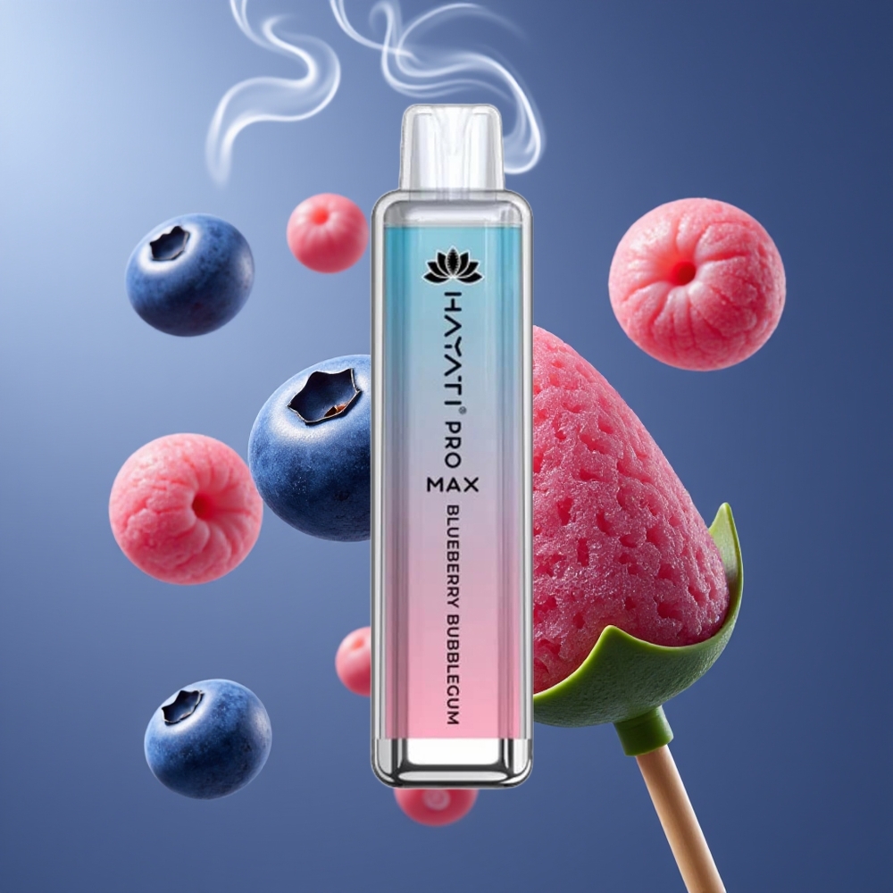 Hayati Pro Max 4000 Puffs Dansk Engros Disposable Vape Blåbær Bubblegum – 1400mAh Genopladelig Batteri, 2ml Tank, 5% Nikotin