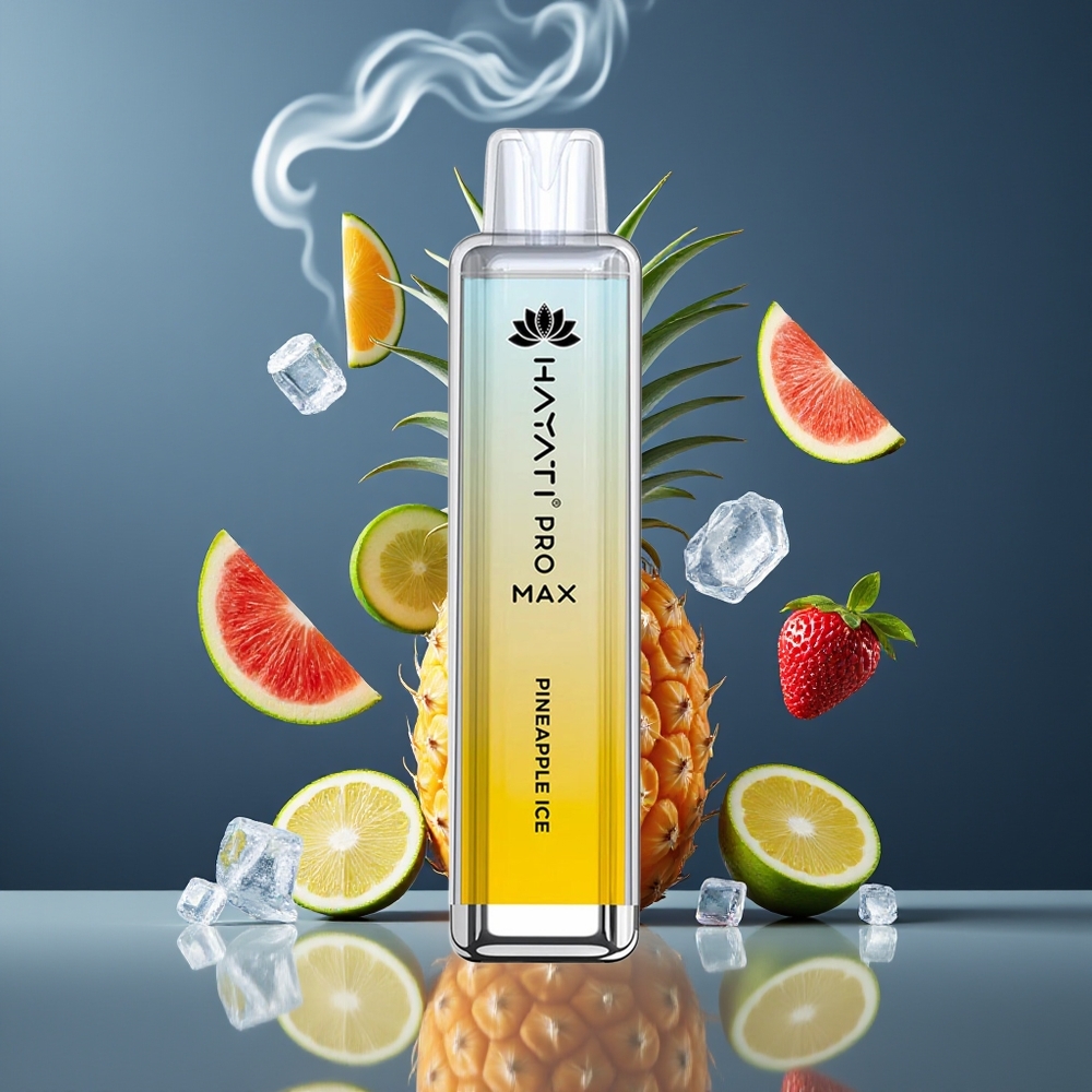 Hayati Pro Max 4000 Puffs Disposable Vape Ananas Is (Dansk Engros) - 1400mAh, 2ml/10ml, 2%/5% Nikotin, Opladningsbar