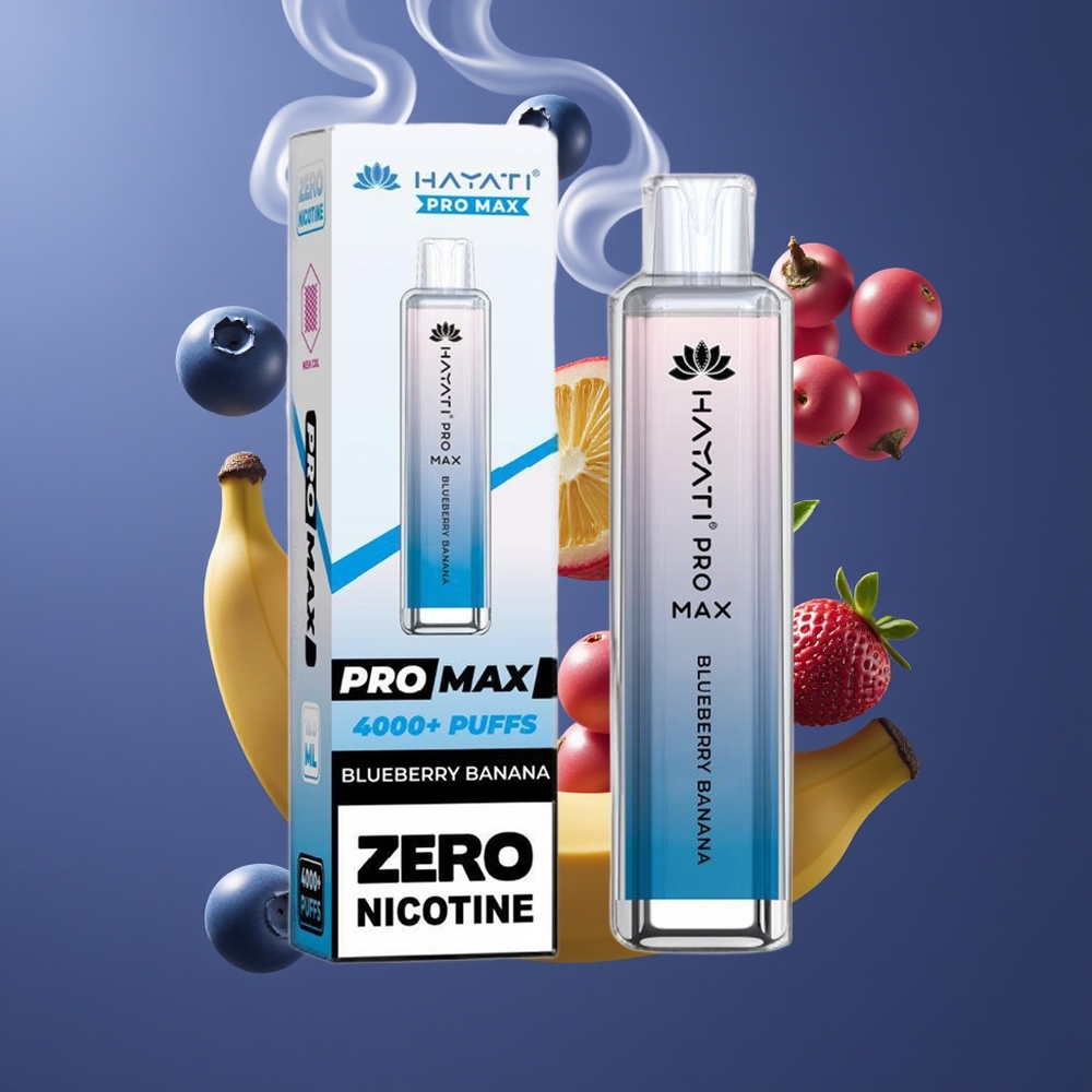 Hayati Pro Max 4000 Puffs Disposable Vape Blåbær Banan Dansk Engros – 1400mAh, Genopladelig, 2%/5% Nikotin