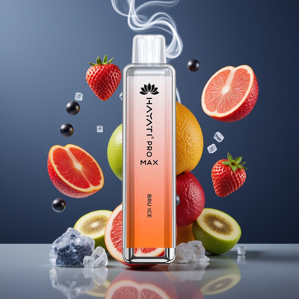 Hayati Pro Max 4000 Puffs Disposable Vape Dansk Engros - 1400mAh Genopladelig Batteri, 2%/5% Nikotin, Is (Bru)