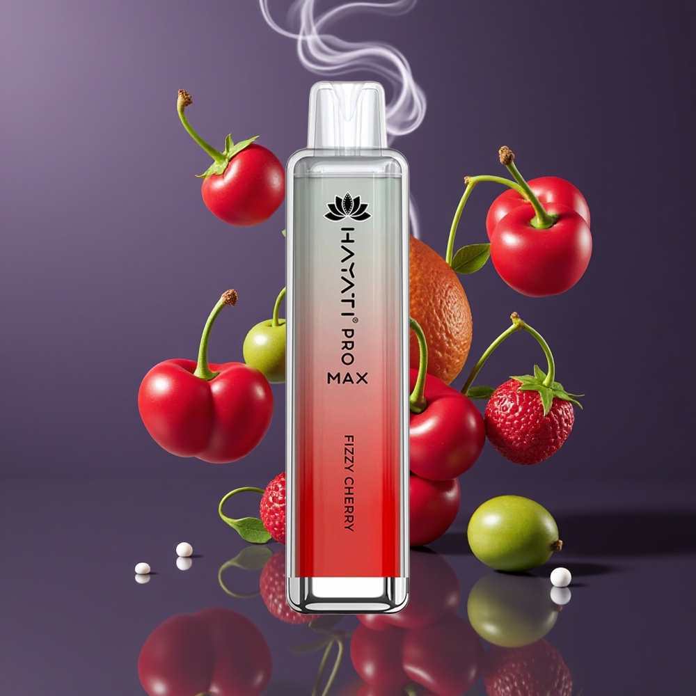 Hayati Pro Max 4000 Puffs Disposable Vape Frisk Kirsebær (Dansk engros) - 5% Nikotin, 1400mAh, Genopladningsbar