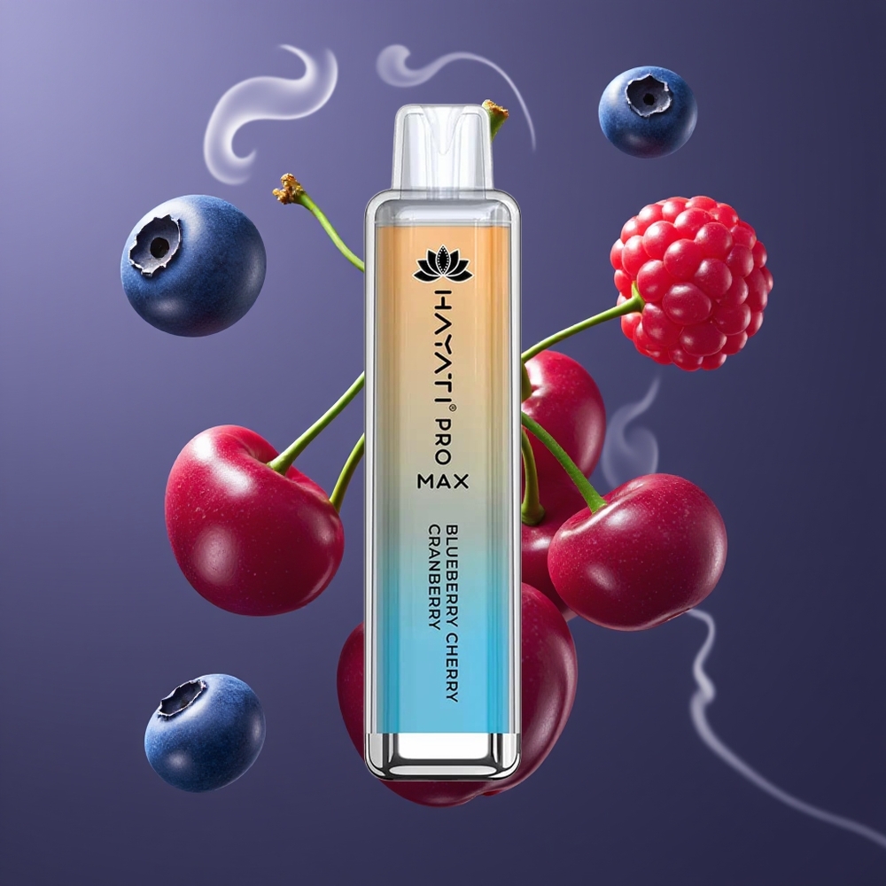 Hayati Pro Max 4000 Puffs Engangs Vape (Blåbær/Kirsebær/Tranebær) - Dansk Engros - 1400mAh, 2ml Tank, TPD-Kompatibel
