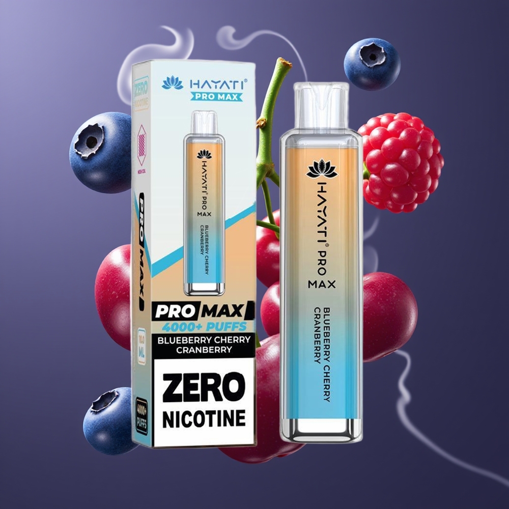 Hayati Pro Max 4000 Puffs Engangs Vape (Blåbær/Kirsebær/Tranebær) - Dansk Engros - 1400mAh, 2ml Tank, TPD-Kompatibel
