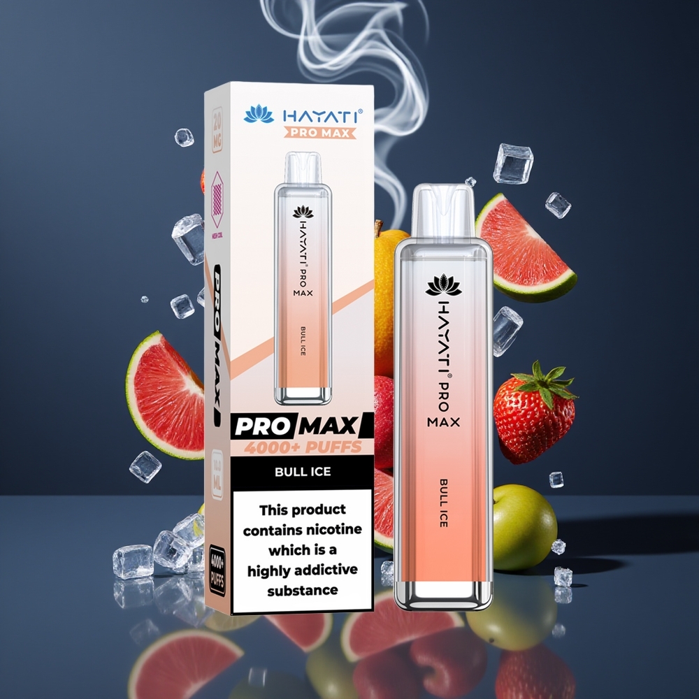 Hayati Pro Max 4000 Puffs Engangs Vape Dansk Engros – 2%/5% Nikotin, 1400mAh Genopladelig Batteri, 10ml Auto Påfyldning, Crystal Design