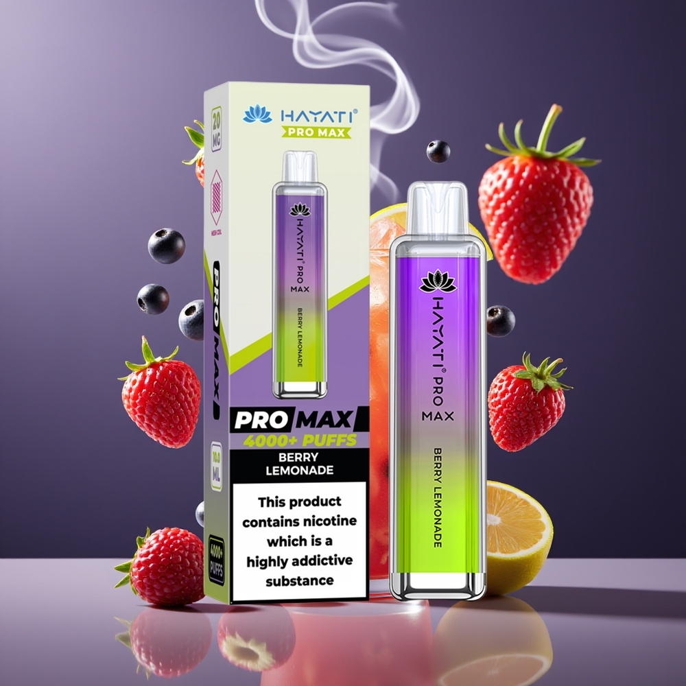 Hayati Pro Max 4000 Puffs Engangs Vape Dansk Engros – Bær Lemonade, 2ml/10ml Tank, 1400mAh Genopladelig Batteri, 2%/5% Nikotin