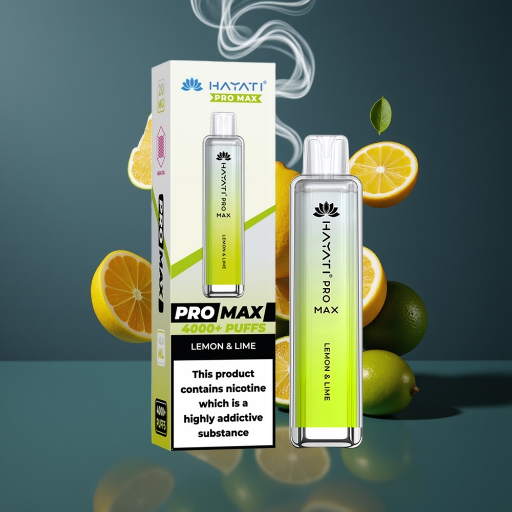 Hayati Pro Max 4000 Puffs Engangs Vape Dansk Engros – Citron & Lime, 1400mAh, 2%/5% Nikotin, Opladbar