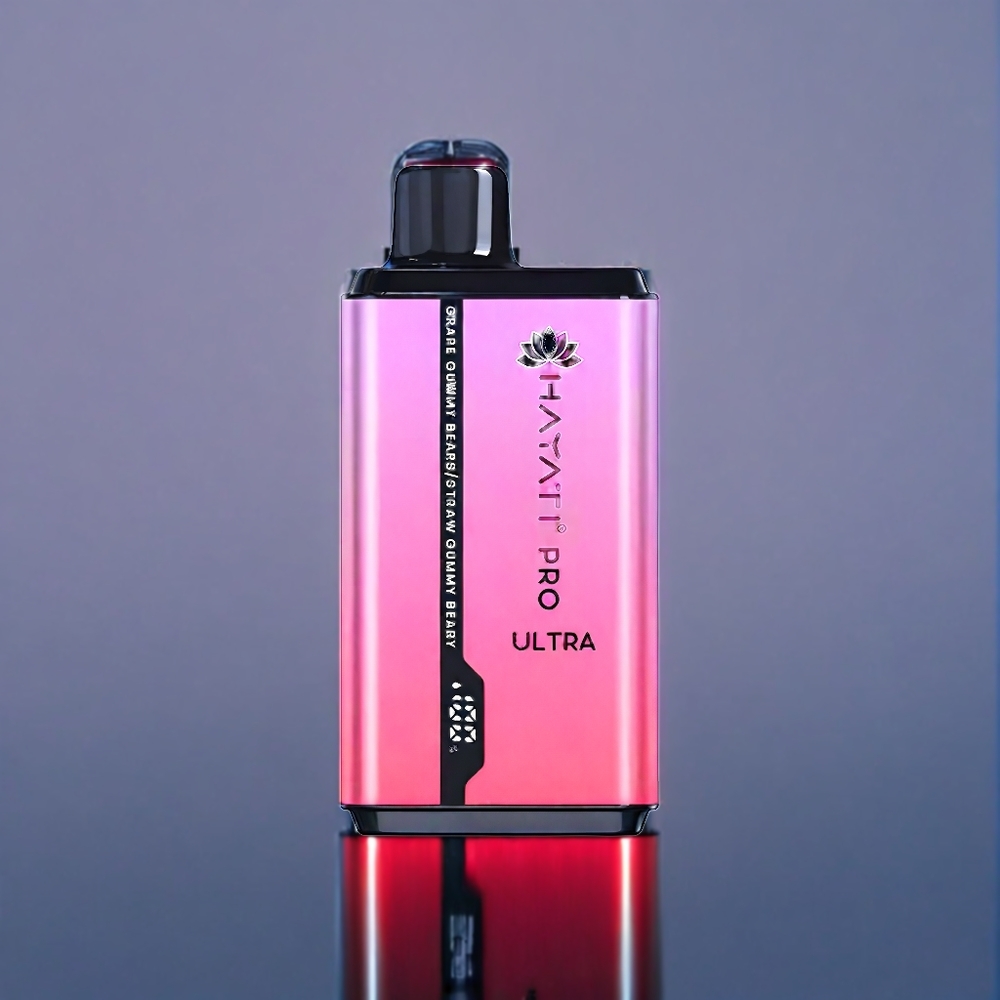 Hayati Pro Ultra 15000 Puffs Dansk engros med 2 12ml e-væske og 49 smagsvarianter inklusive Vingummibjørn Drue og Vingummibjørn Jordbær