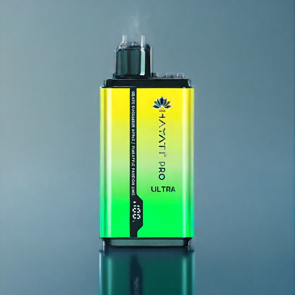 Hayati Pro Ultra 15000 Puffs Dansk engros med 850mAh batteri og 2 12ml e-væske - Drue Agurk Æble Ananas Passion