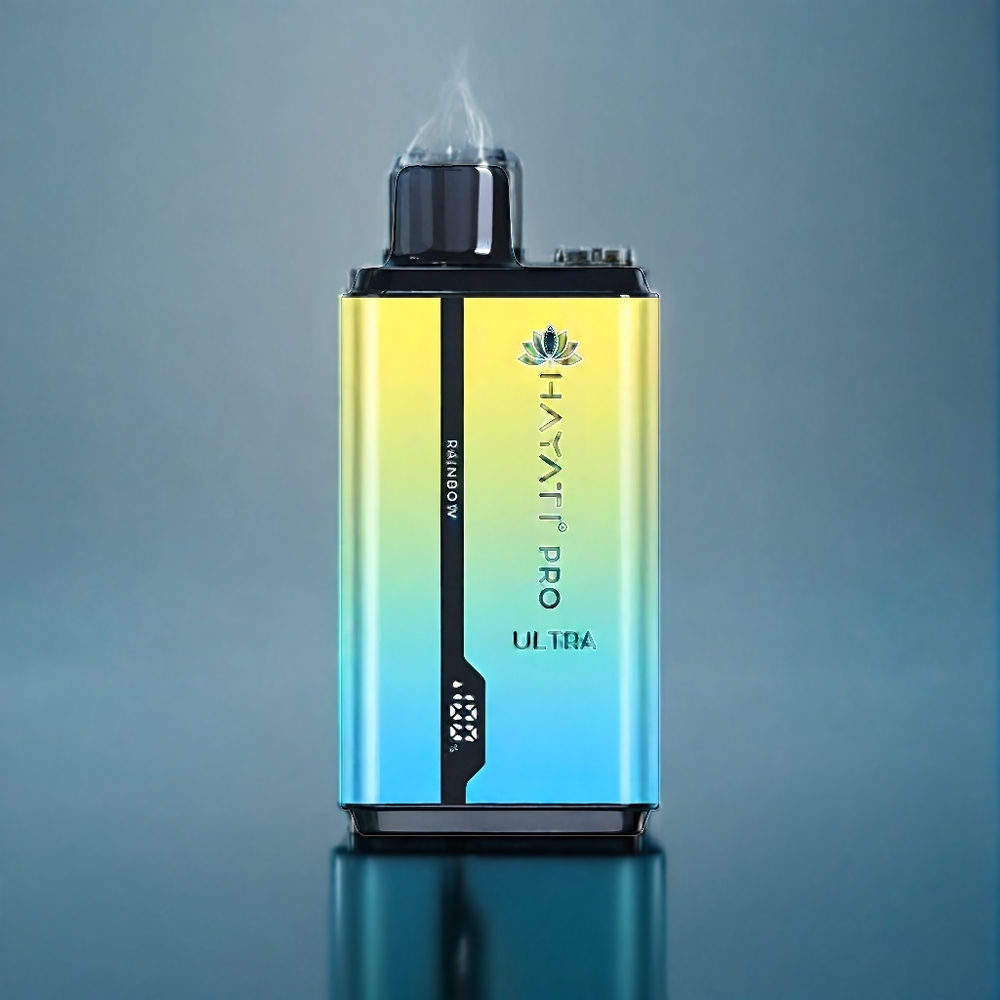 Hayati Pro Ultra 15000 Puffs Dansk engros med 850mAh batteri og 2 12ml e-væske kapacitet (Regnbue)