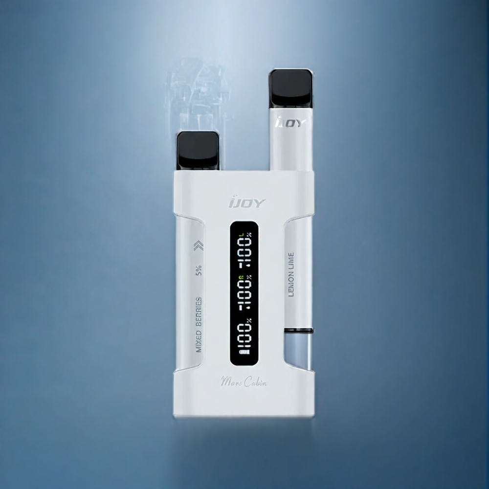 IJOY Mars Cabin 600 Puffs Engangs Vape Dansk Engros - 2ml E-væske, 100mAh Batteri, 1.0 Ohm Mesh spole, Hvid