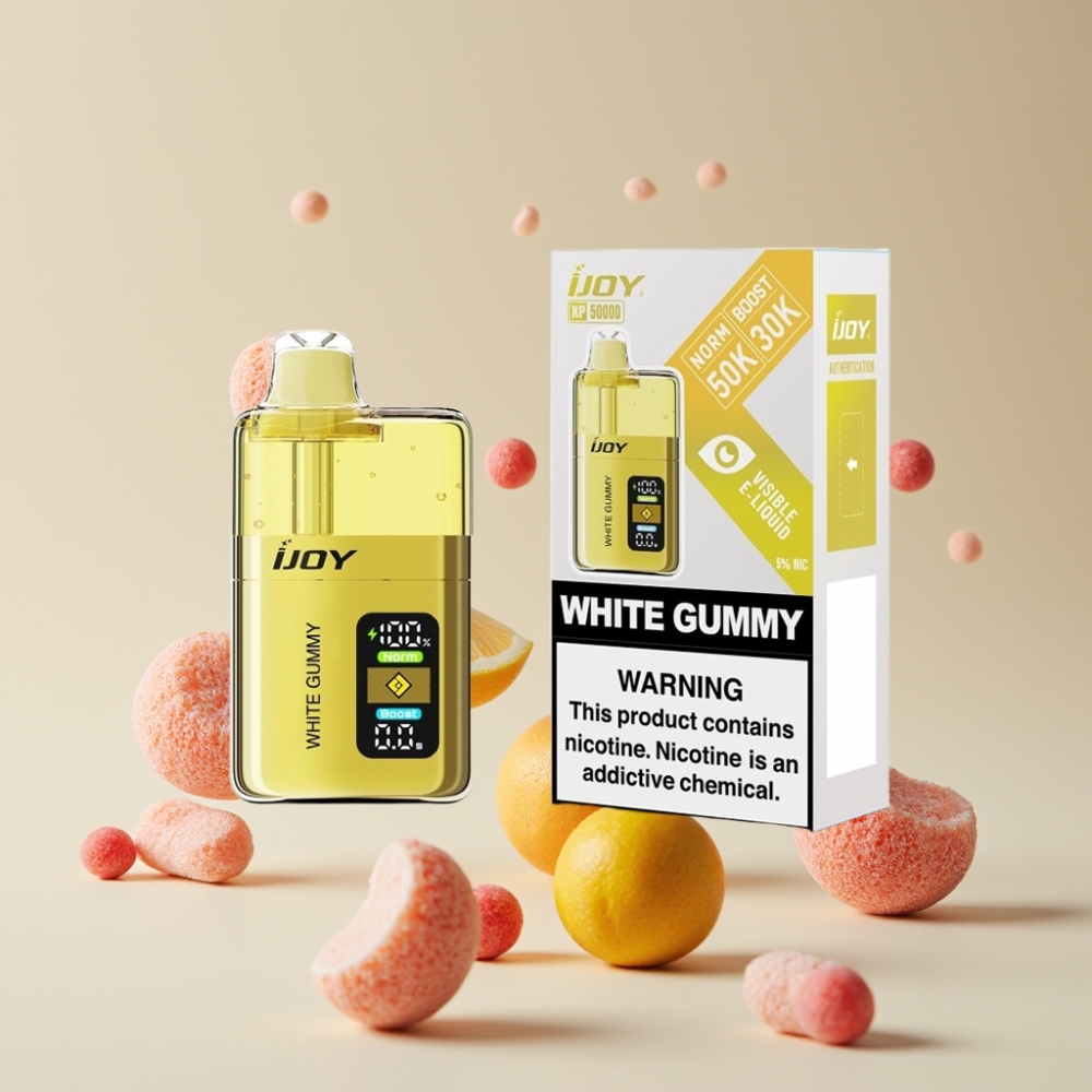 IJOY XP50000 Dansk Engros Vape til Engangsbrug Hvid Gummy – 50000 Puffs, 50mg/ml, 1000 mAh