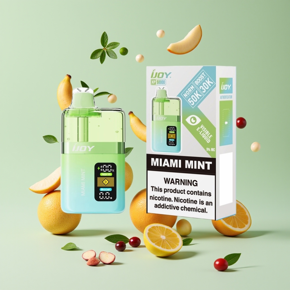 IJOY XP50000 Engangsvape Dansk Engros - Miami Mynte, 50000 Puffs, 50mg/ml, 0.4ohm Dual Mesh