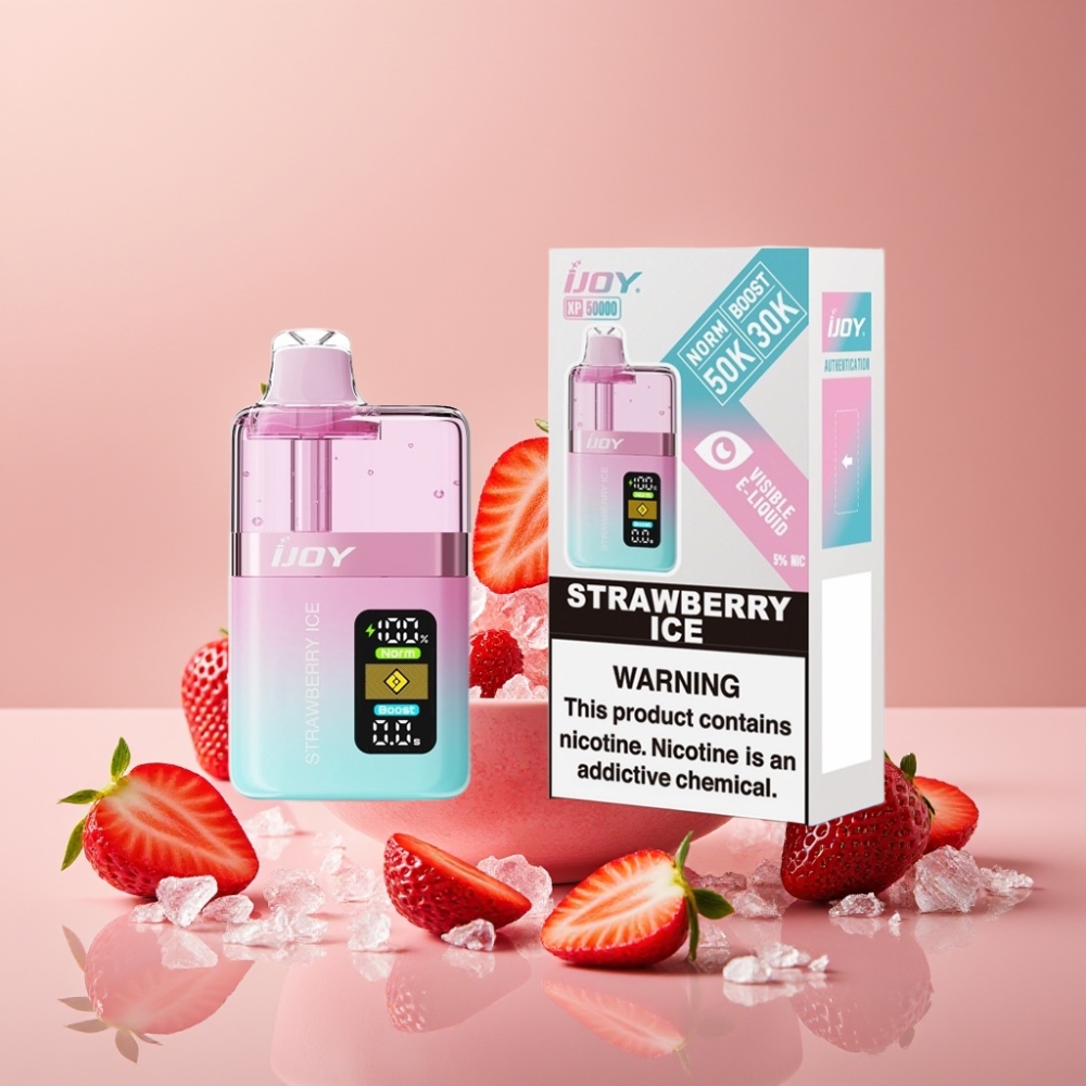 IJOY XP50000 Vape til Engangsbrug Dansk engros – Jordbær Is med 50000 Puffs, 50mg/ml Nikotin, 1000 mAh Battery