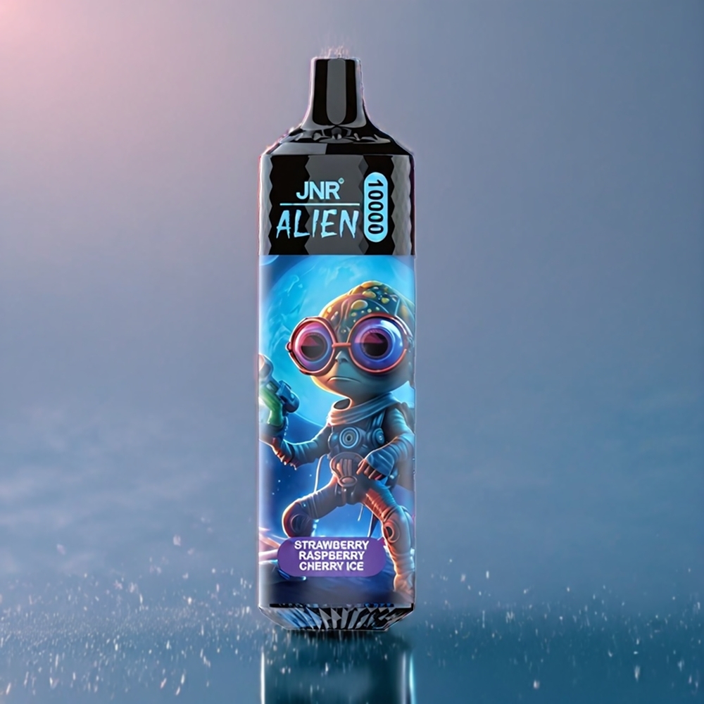 JNR Alien 10000 Puffs Dansk engros med Jordbær Hindbær Kirsebær Is, 850mAh, Type-C, RGB
