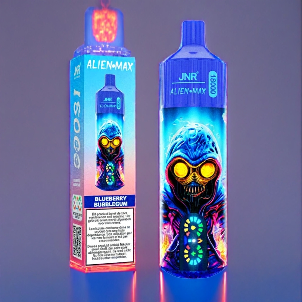 JNR Alien Max 18000 Puffs Blåbær Bubblegum Dansk engros med Smart LED Display & 28ml E-væske