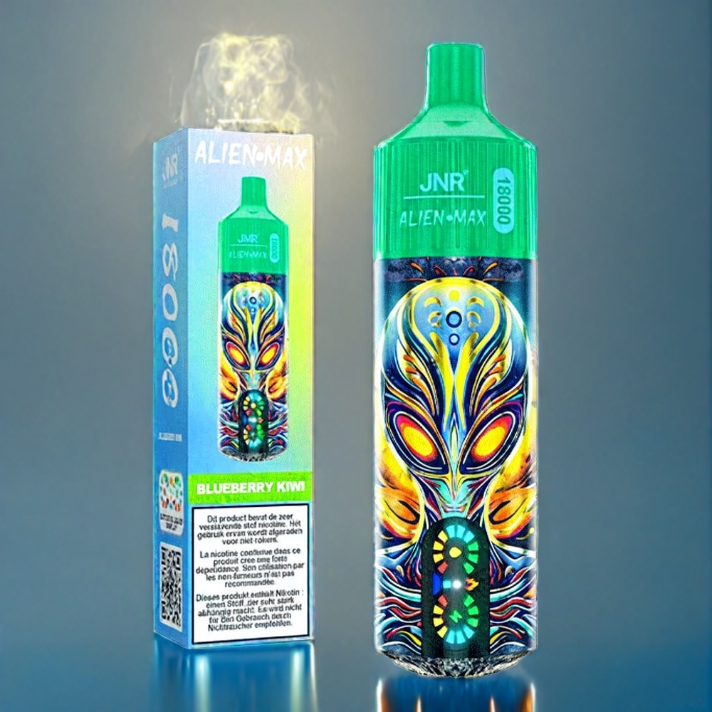 JNR Alien Max 18000 Puffs Blåbær Kiwi Dansk Engros med Smart LED Display og Dobbelt mesh spole