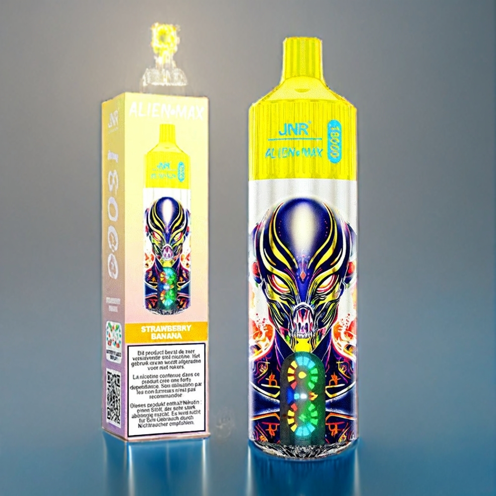 JNR Alien Max 18000 Puffs Dansk Engros med Smart LED Display, Dobbelt mesh spole & Jordbær Banan Smag