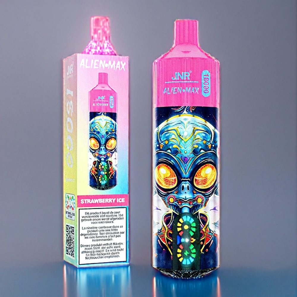 JNR Alien Max 18000 Puffs Dansk engros med Smart LED Display, Dobbelt mesh spole & Jordbær Is