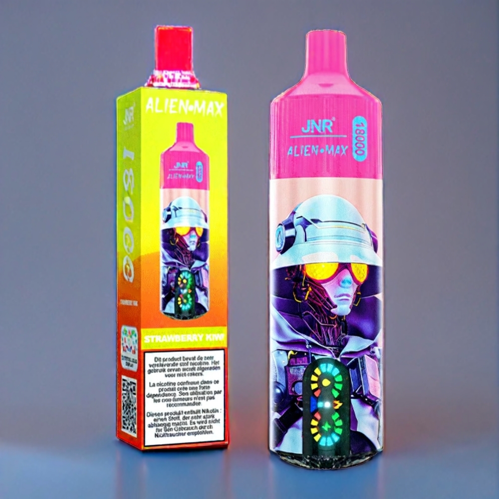 JNR Alien Max 18000 Puffs Dansk engros med Smart LED Display, Dobbelt mesh spole & Jordbær Kiwi smag