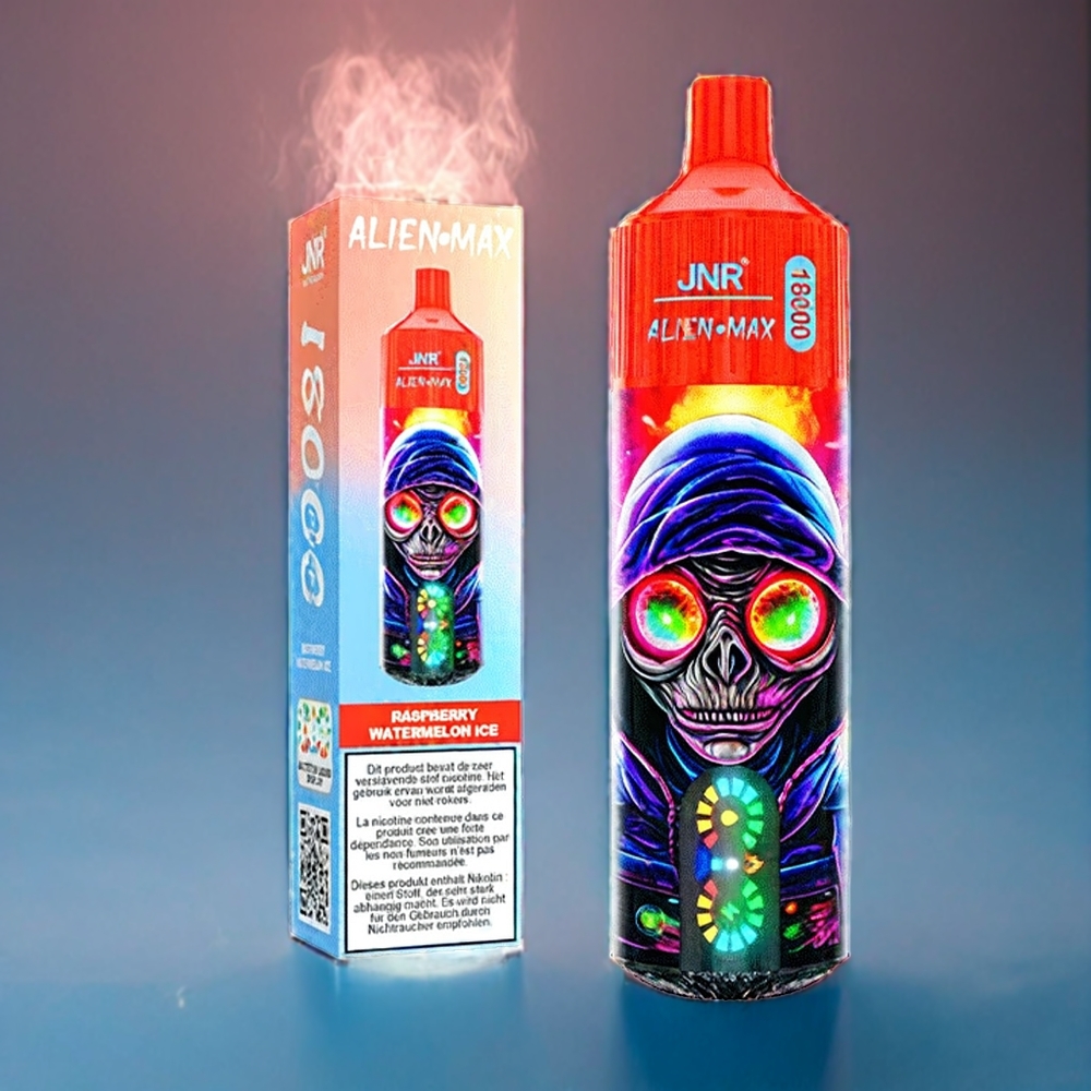 JNR Alien Max 18000 Puffs Dansk engros med Smart LED Display, Dobbelt mesh spole og Hindbær Vandmelon Is