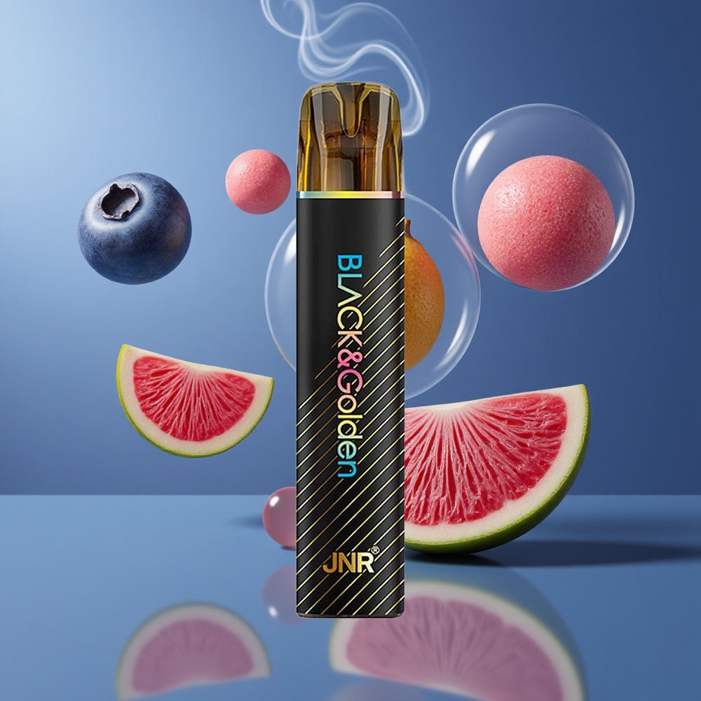 JNR Black&Golden 800 Puffs Disposable Vape Blåbær Bubblegum Dansk engros
