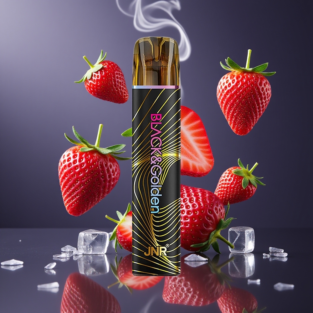 JNR Black&Golden 800 Puffs Disposable Vape Jordbær Is Dansk engros