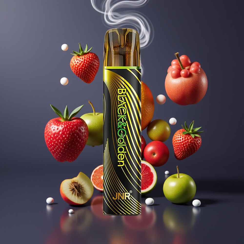 JNR Black&Golden 800 Puffs Engangs Vape Dansk Engros – 550mAh Batteri, 2ml E-Liquid, 2% Nikotin, TPD-certificeret
