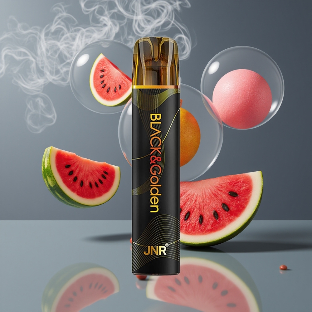 JNR Black&Golden 800 Puffs Engangs Vape Dansk Engros Vandmelon Bobletyggegummi