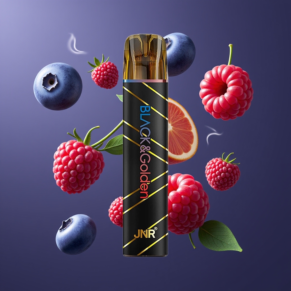 JNR Black&Golden 800 Puffs Engangs Vape Dansk Engros med Blåbær Sur Hindbær