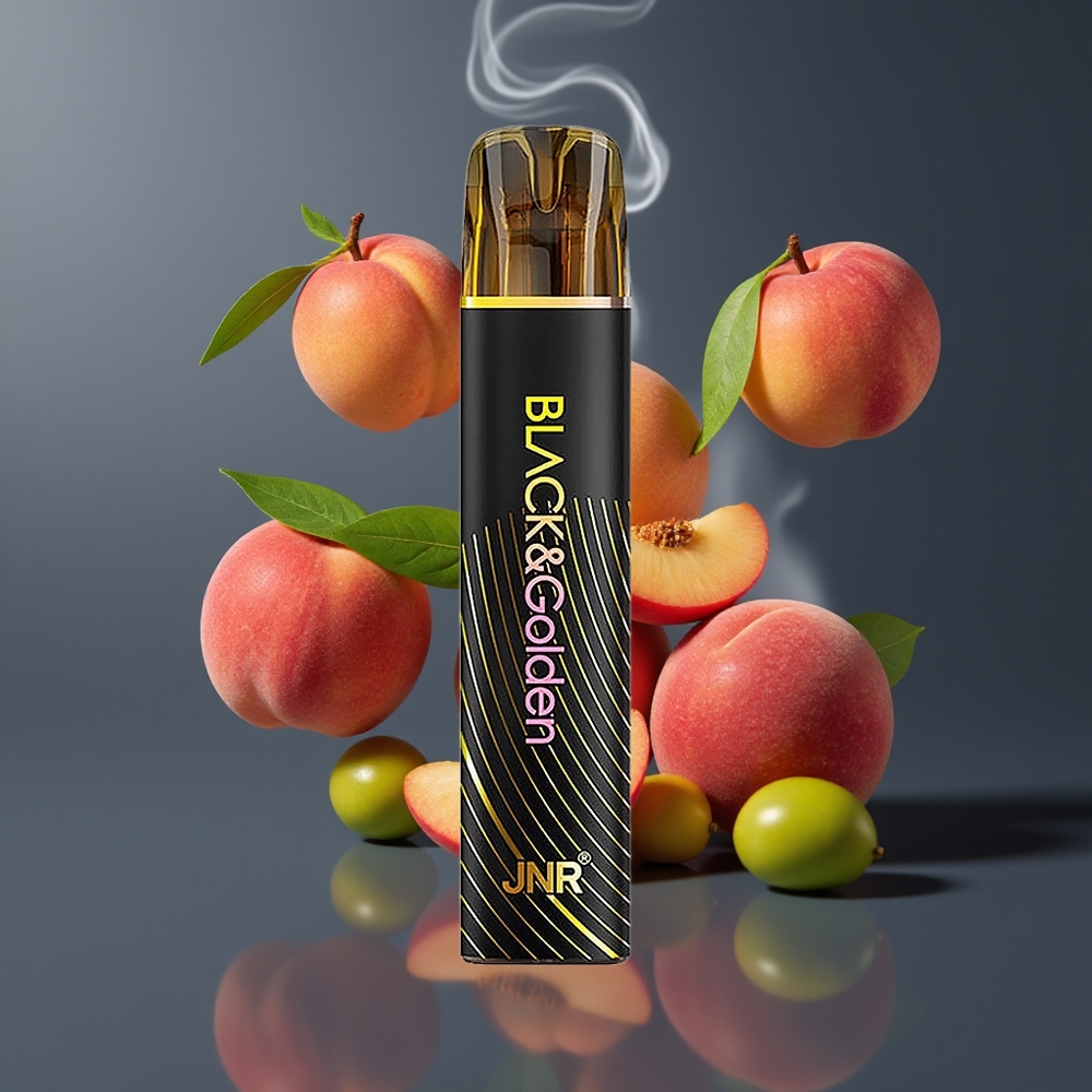 JNR Black&Golden 800 Puffs Engangs Vape Dansk Engros med Peach Mango