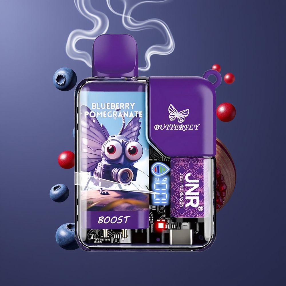 JNR Butterfly 8500 Puffs Dansk Engros – 15ml e-Væske, 1200mAh Batteri, Blåbær Granatæble