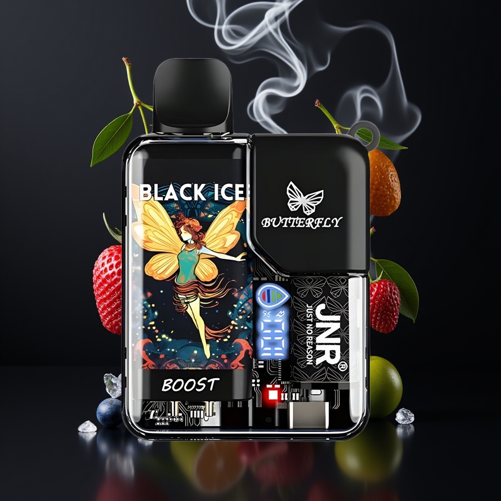JNR Butterfly 8500 Puffs Disposable Vape Dansk Engros – 1200mAh Batteri, 15ml E-væske, Mesh Coil, Sort Is