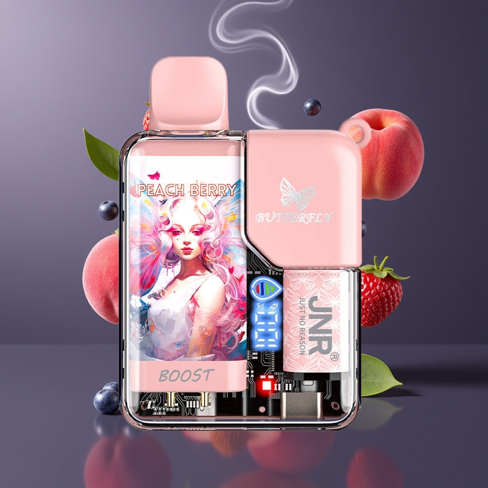 JNR Butterfly 8500 Puffs Disposable Vape Dansk Engros – 15ml e-Liquid, 1200mAh, Mesh Coil, Fersken Bær