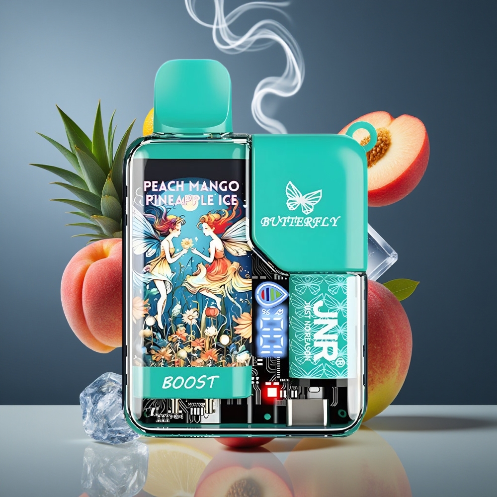JNR Butterfly 8500 Puffs Disposable Vape Dansk Engros med 15ml e-Liquid og Peach Mango Ananas Is