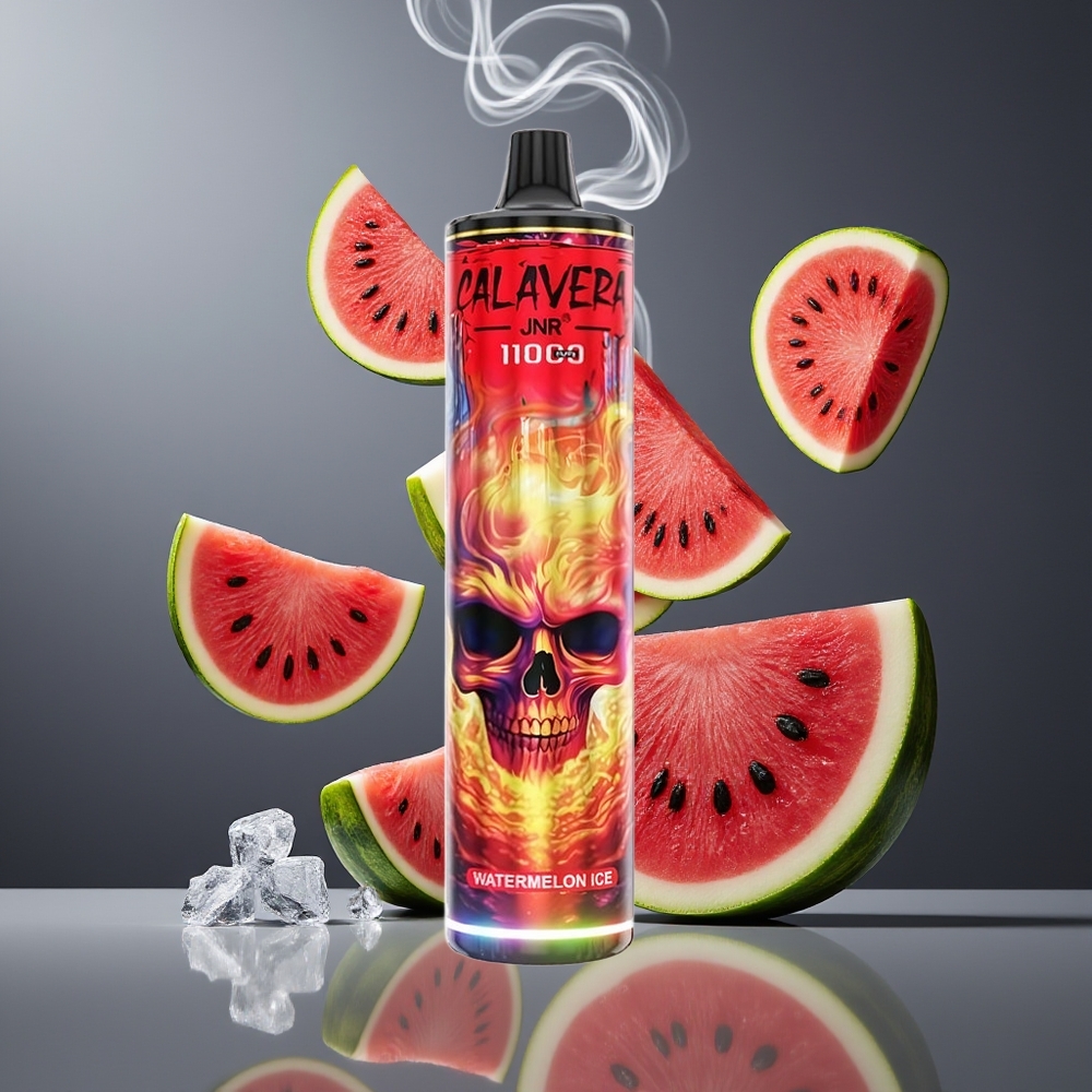 JNR Calavera 11000 Puds Engangs Vape Dansk Engros med Type-C opladning, 850 mAh Batteri og Vandmelon Is