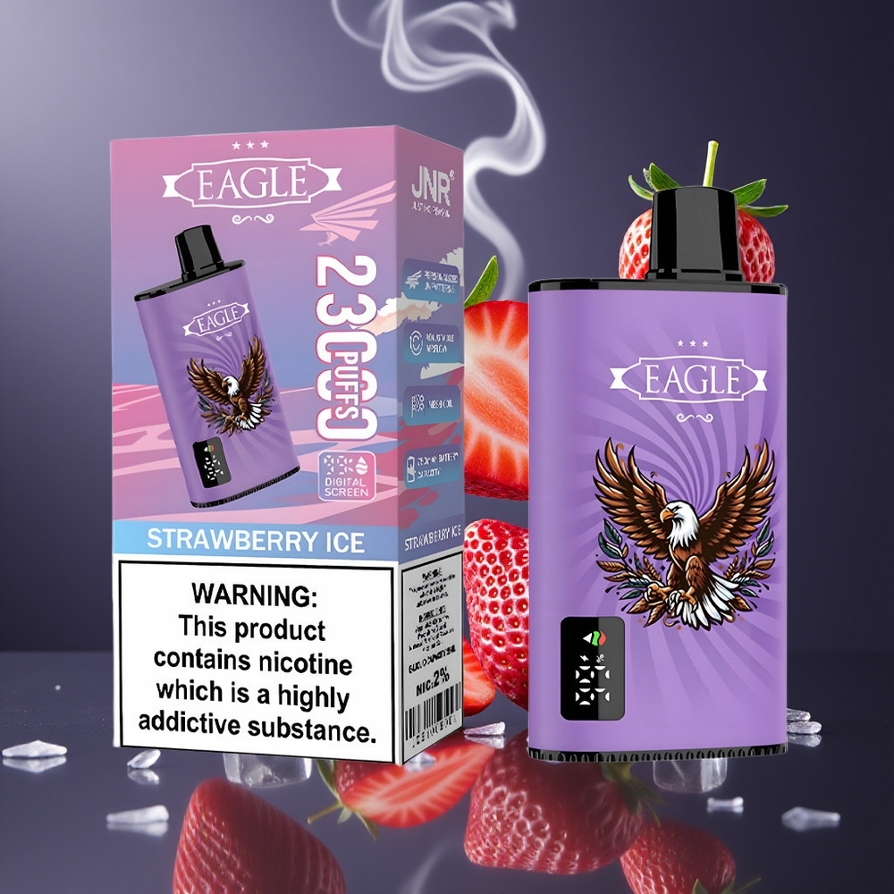 JNR EAGLE Smart 23000 Puffs Disposable Vape Dansk engros med digital skærm, justerbar luftgennemstrømning og jordbær is