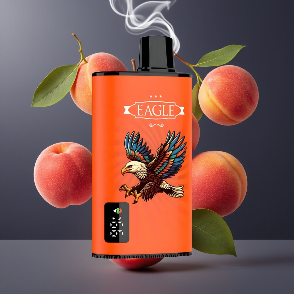 JNR EAGLE Smart 23000 Puffs Engangs Vape med Digital Skærm, Justerbar Luftgennemstrømning og 25ml E-væske Kapacitet – Søde Ferskner (Dansk engros)