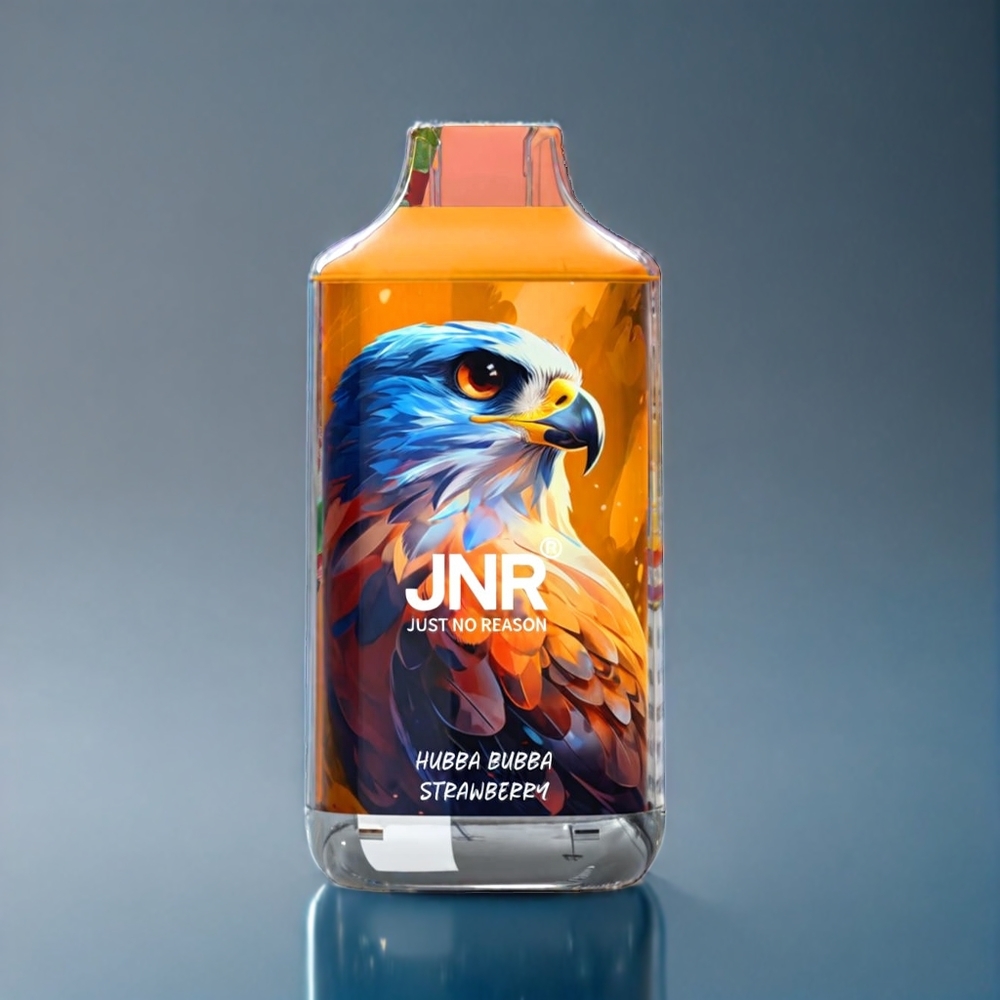 JNR Falcon 16000 Puffs Dansk Engros - 850mAh, 22ml, Dobbelt mesh spole, Type C & Lightning, Smart LED Display, Hubba Bubba Jordbær