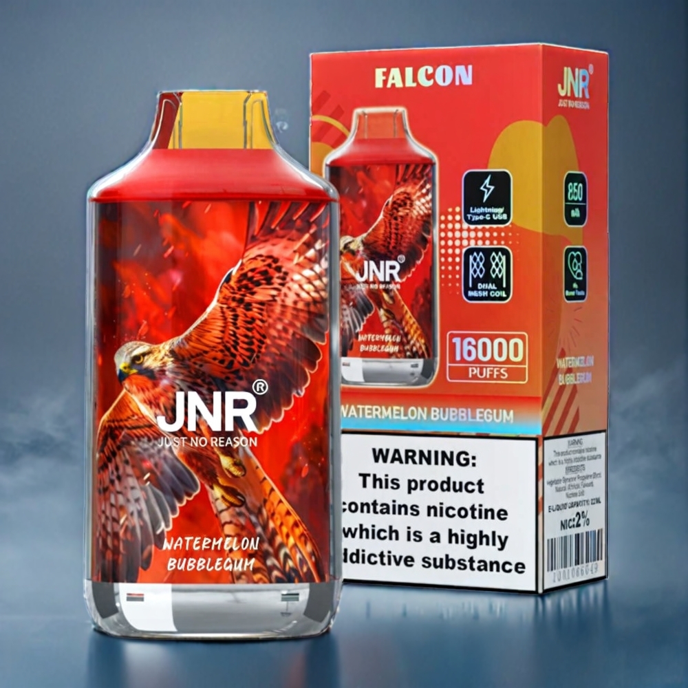 JNR Falcon 16000 Puffs Dansk engros med 850 mAh, 22ml, Dobbelt mesh spole og Vandmelon Bubblegum